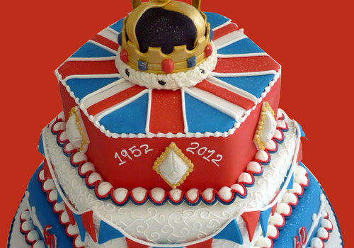A cake celebrating the Queens Diamond Jubiliee in 2012